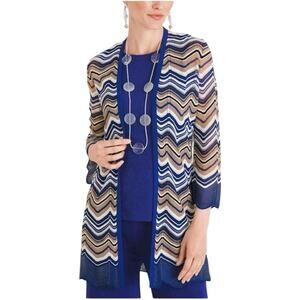 Chico's Travelers Zig Zag Crochet Open Cardigan in Missoni Style Size 1 (Medium)